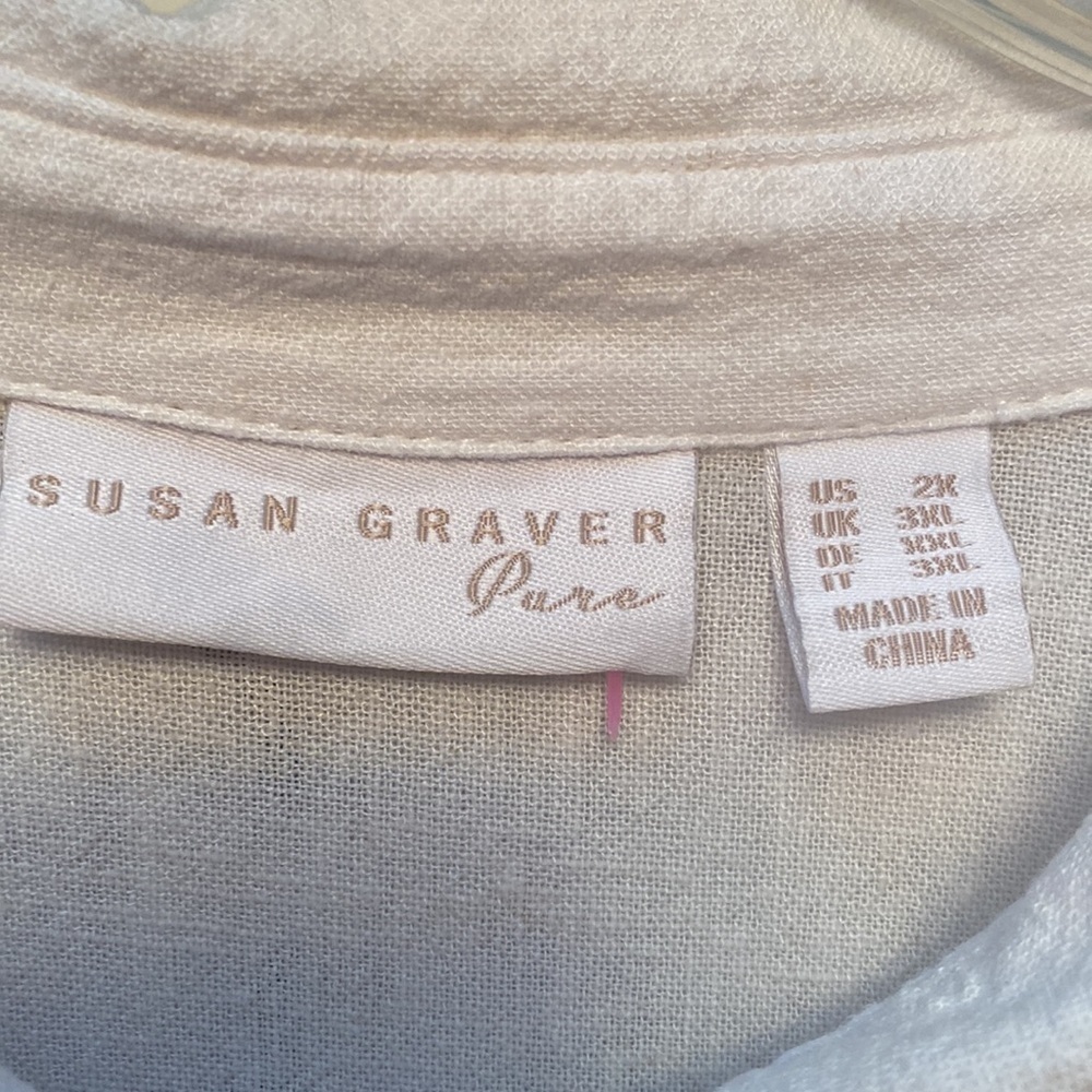 e Susan Graver Pure solid white button front long… - image 2
